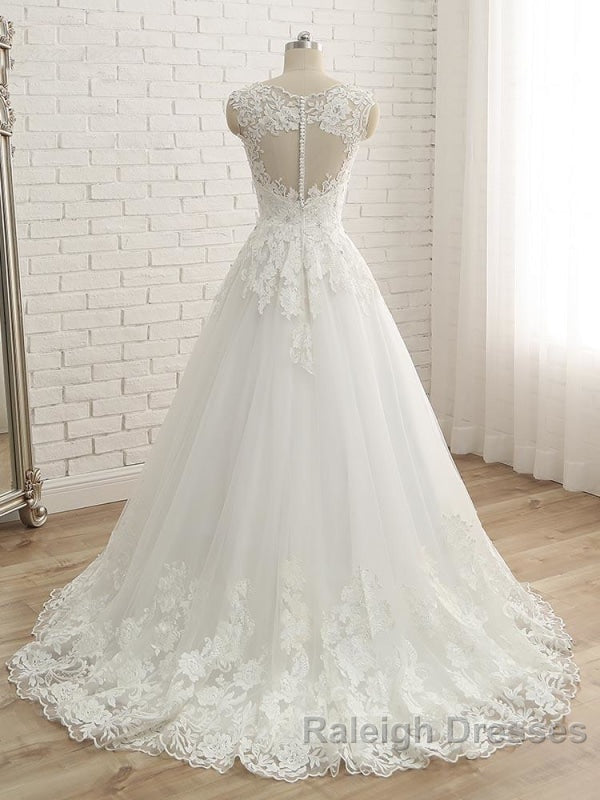 Elegant V Neck Lace Ball Gown Wedding Dress