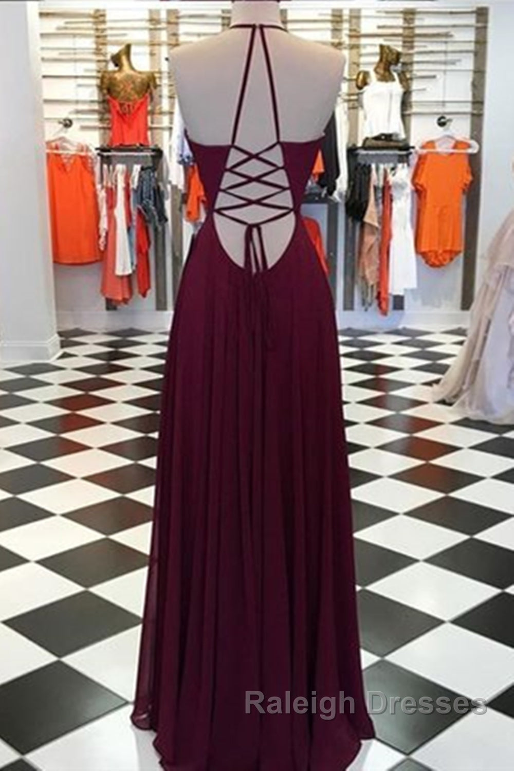 Elegant V Neck Open Back Burgundy Prom Dress Open Back Burgundy Prom Dress Long Burgundy Prom Dress Secondary image