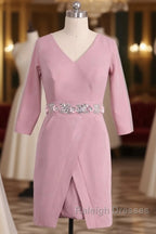 Elegant V-Neck Satin Backless Set With Beaded Bride Mother Of The Bride