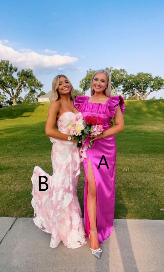 Pink And White Strapless Mermaid Long Prom Dresses
