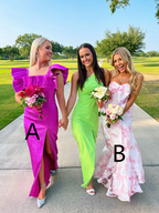 Pink And White Strapless Mermaid Long Prom Dresses