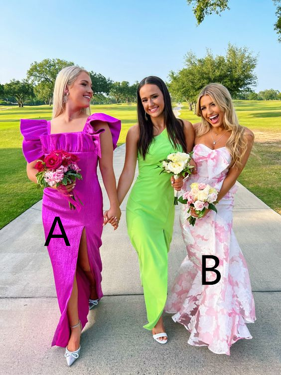 Pink And White Strapless Mermaid Long Prom Dresses