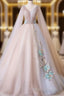 Elegant V-Neckline Champagne Tulle V-Neckline Prom Dress, Party Dress
