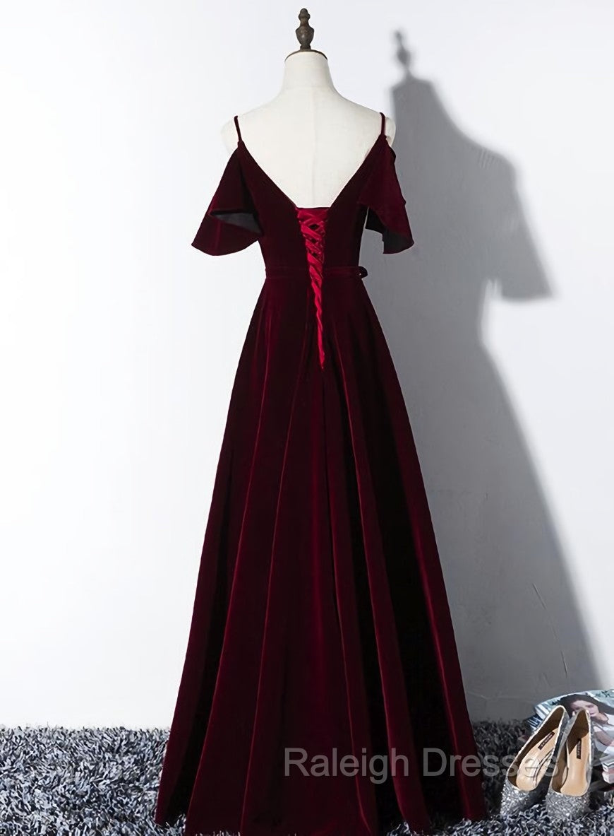 Elegant Velvet Long Bridesmaid Dress , Charming Prom Gown