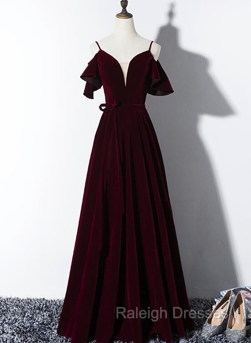 Elegant Velvet Long Bridesmaid Dress , Charming Prom Gown Main image
