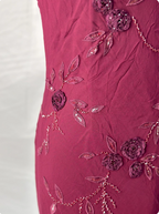 Elegant Vintage Burgundy Beaded Embroidery Thin Strap Mermaid Chiffon Long Formal Prom Dress