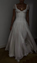 Elegant White A-Line Bride Gown Enchanted Chiffon Luxury Wedding Dresses