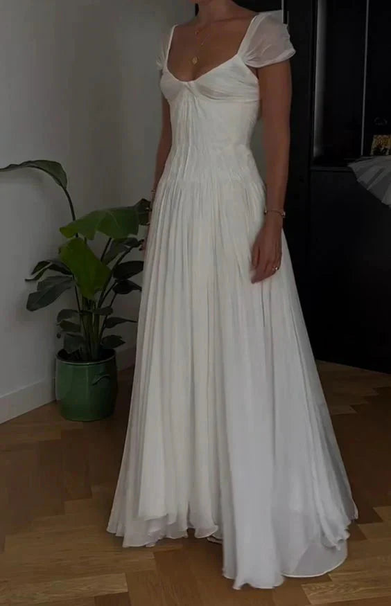 Elegant White A-Line Bride Gown Enchanted Chiffon Luxury Wedding Dresses