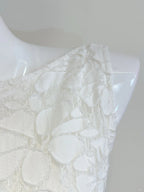 Elegant White A-Line Round Neck Lace Pattern Formal Prom Dress Bridesmaid Dress