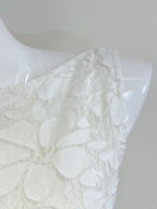 Elegant White A-Line Round Neck Lace Pattern Formal Prom Dress Bridesmaid Dress
