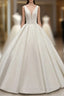 Elegant White Ball Gown Satin V-neck Backless Wedding Dress