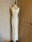 Elegant White Mermaid Halter Neck Satin Long Formal Prom Dress