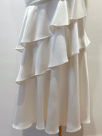 Elegant White Mermaid Ruffle Satin Formal Prom Dress Bridesmaid Dress