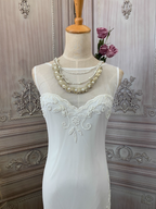 Elegant White Mermaid Sleeveless Beaded Chiffon Long Formal Prom Dress