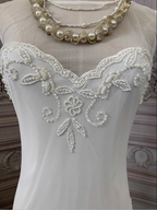 Elegant White Mermaid Sleeveless Beaded Chiffon Long Formal Prom Dress