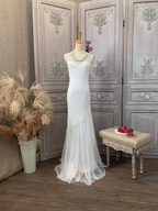 Elegant White Mermaid Sleeveless Beaded Chiffon Long Formal Prom Dress