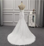 Elegant White Mermaid Sweetheart Neck Lace Train Wedding Dress