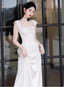Elegant White Off-The-Shoulder Satin Long Formal Prom Dress Wedding Dress