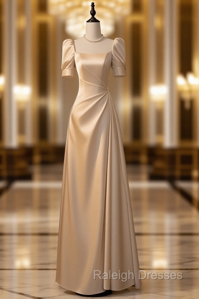 Elegant White Satin A-line Wedding Party Dress Long Prom Dress Evening Gown Main image