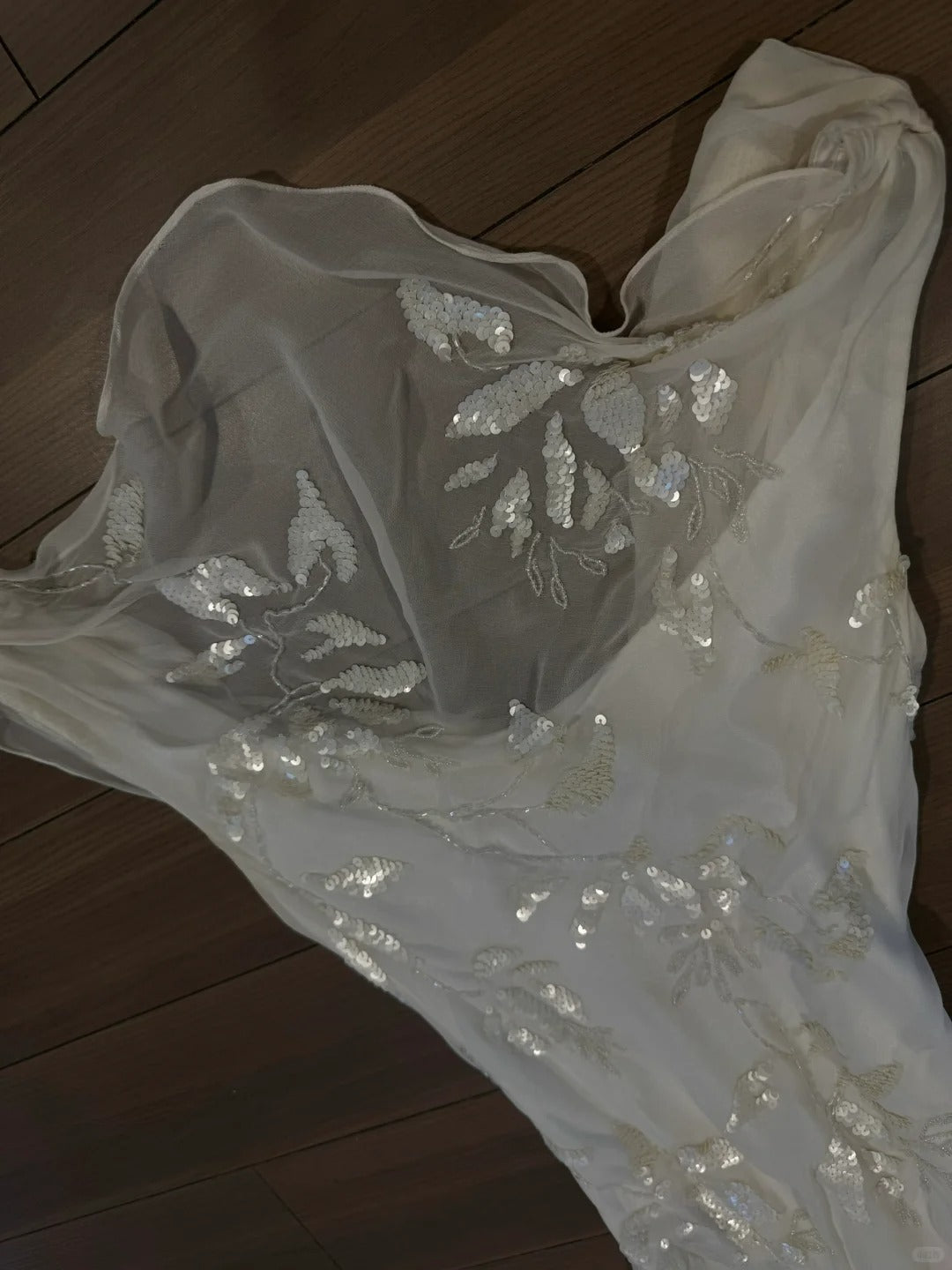 Elegant White Swing Neck Sequin Chiffon Long Formal Prom Dress