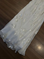 Elegant White Swing Neck Sequin Chiffon Long Formal Prom Dress