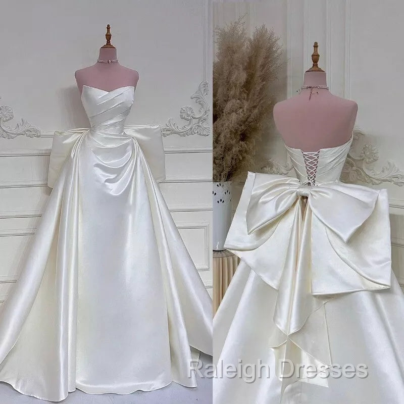 Elegant White Wedding Dresses With Train Mermaid Bridal Gown