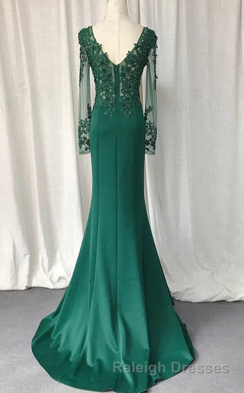 V Neck Lace Top Mermaid Long Prom Dresses