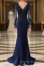 V-Neck Lace Top Mermaid Long Prom Dress