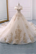 Embroidered Off-The-Shoulder Wedding Dresses