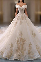 Embroidered Off-The-Shoulder Wedding Dresses
