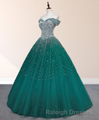 Emerald Green Sequin Prom Dresses Beaded Quinceanera Dresses