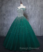 Emerald Green Sequin Prom Dress Beaded Quinceanera Dress Sweet 16 Dress