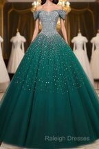 Emerald Green Sequin Prom Dress Beaded Quinceanera Dress Sweet 16 Dress