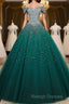 Emerald Green Sequin Prom Dress Beaded Quinceanera Dress Sweet 16 Dress