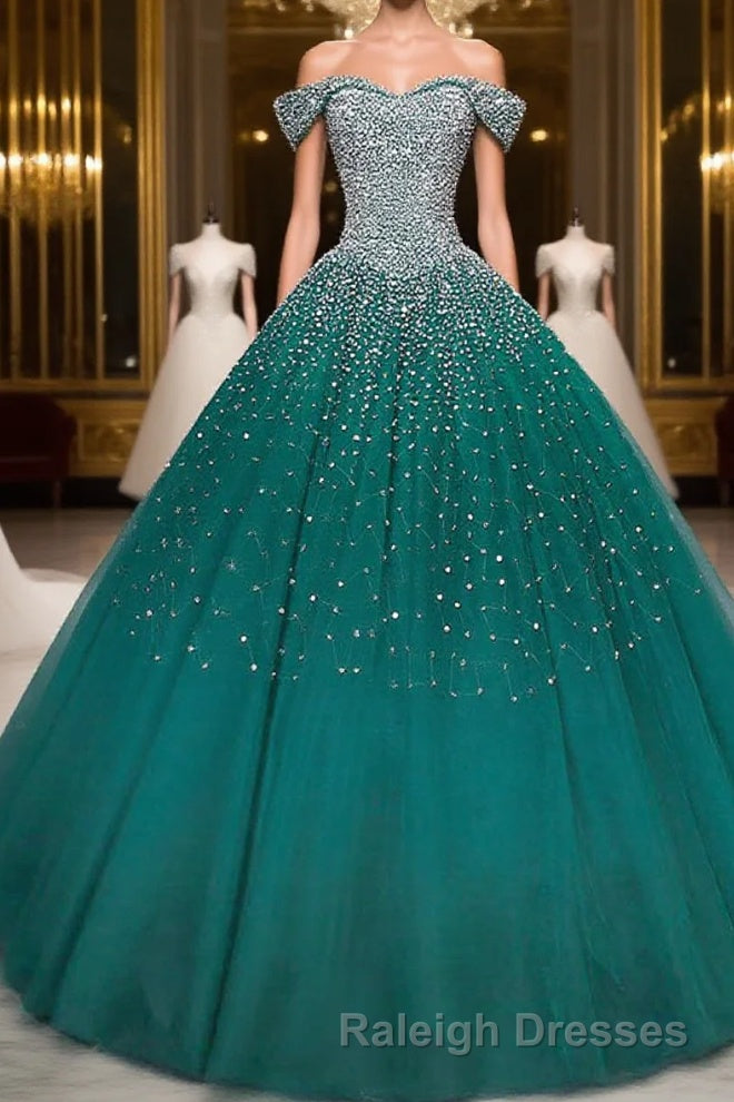 Emerald Green Sequin Prom Dresses Beaded Quinceanera Dresses Main image