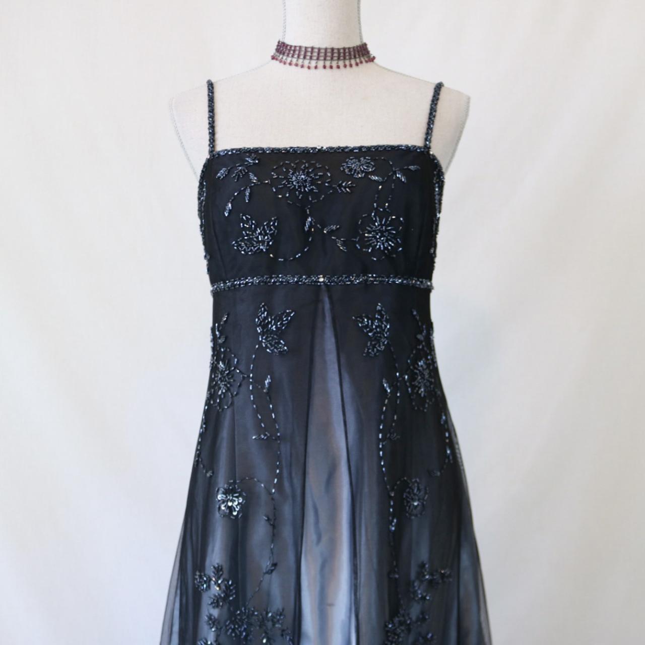 ¥â‚?Empire Dress Vintage Silver And Black Glitter Ombre Beaded High-Waisted Long Tulle Prom Dress Evening Dress Party Dress