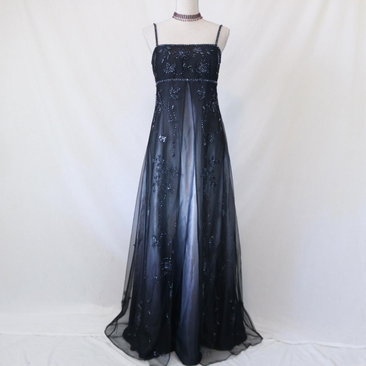 ¥â‚?Empire Dress Vintage Silver And Black Glitter Ombre Beaded High-Waisted Long Tulle Prom Dress Evening Dress Party Dress