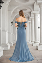 Engerla Sexy High Slit Mermaid Evening Dress Off The Shoulder Shower Party Dress Pageant Celebrity Gown