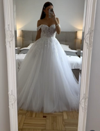 Ethereal Wedding Dresses Ball Gowns Off The Shoulder Tulle White Wedding Dress Bridal Gown