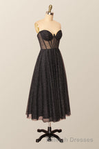 Green Corset A-line Tea Length Dress