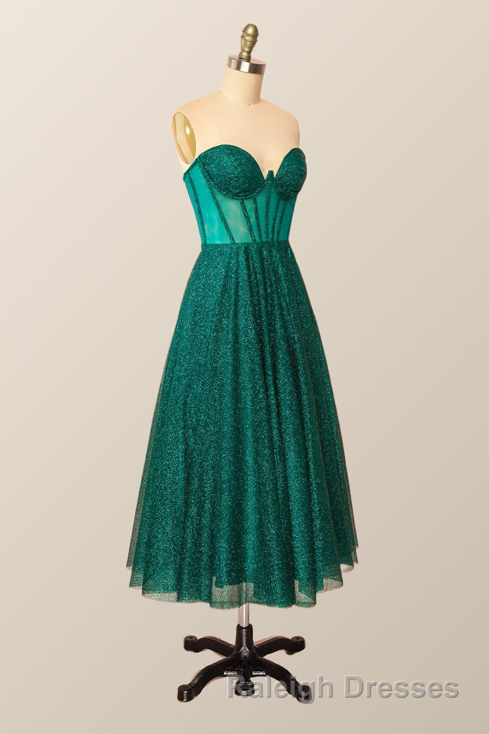 Green Corset A-line Tea Length Dress Secondary image