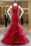 Evening Dresses Red Prom Dresses Lace Prom Dress Mermaid Prom Dresses