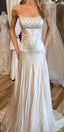 Exquisite Ivory Mermaid Long Wedding Dresses Appliques Satin Bridal Dress