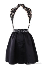 Exquisite Short High Neck Satin Homecoming Dress With Beaded