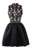 Exquisite Short High Neck Satin Homecoming Dress With Beaded