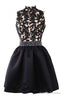 Exquisite Short High Neck Satin Homecoming Dresses With Beaded