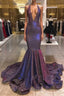 Chic Deep V-Neck Sleeveless Prom Dresses New Arrival Halter Memaiad Sequins Evening Gowns