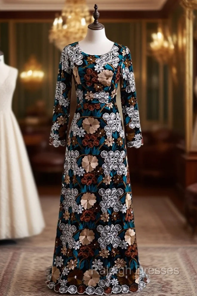 Fabulous Black Embroidery Long Sleeve Prom Dress Main image