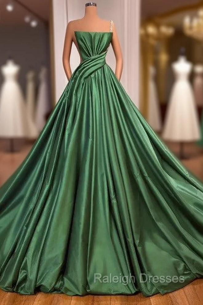 Fabulous Long A Line One Shoulder Satin Sleeveless Formal Prom Dresses Main image