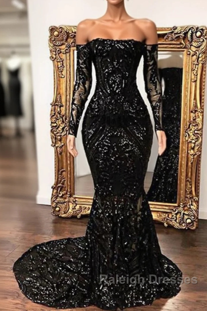 Fabulous Long Sleeve Sequins Mermaid Prom Dresses Main image
